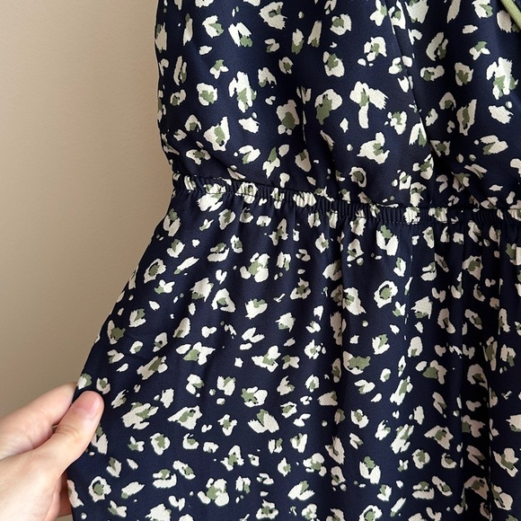 As U Wish Navy Blue and Green Animal Print Cinched Waist Jumpsuit, Size Small - Picture 11 of 16